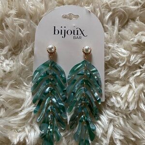 Bijoux Bar Green Leaf Dangle Earrings